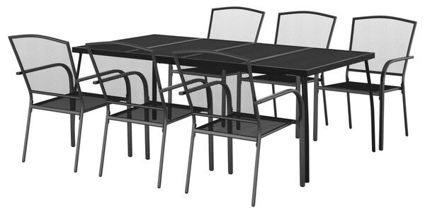 7dílný zahradní jídelní set antracitový ocel