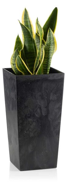 PLASTOVÝ KVĚTINÁČ PORTO 57X29X29 CM IMITACE BETONU ČERNÁ