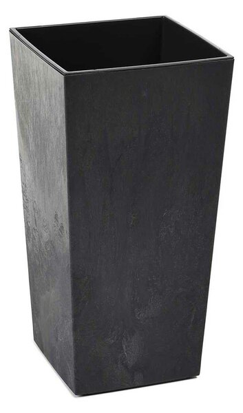 PLASTOVÝ KVĚTINÁČ PORTO 46X25X25 CM IMITACE BETONU ČERNÁ