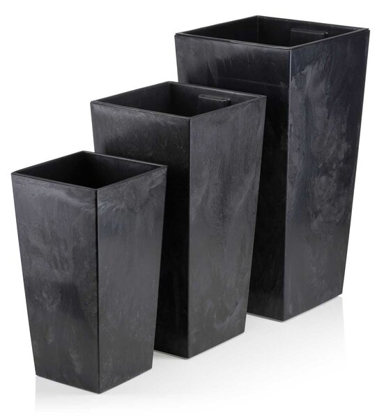 PLASTOVÝ KVĚTINÁČ PORTO 57X29X29 CM IMITACE BETONU ČERNÁ