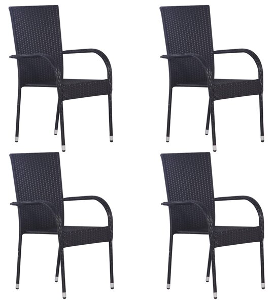 5dílný zahradní jídelní set polyratan černý