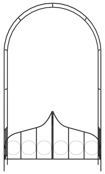 Zahradní oblouk s bránou černý 138 x 40 x 238 cm železo