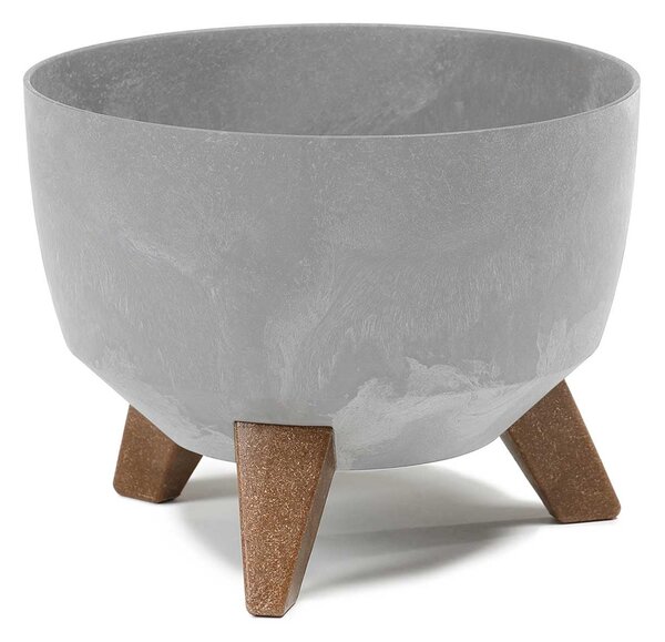 PLASTOVÝ KVĚTINÁČ ROSA ECO 18X29 CM IMITACE BETONU ŠEDÁ