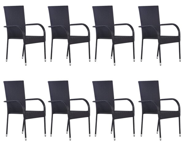 9dílný zahradní jídelní set polyratan černý