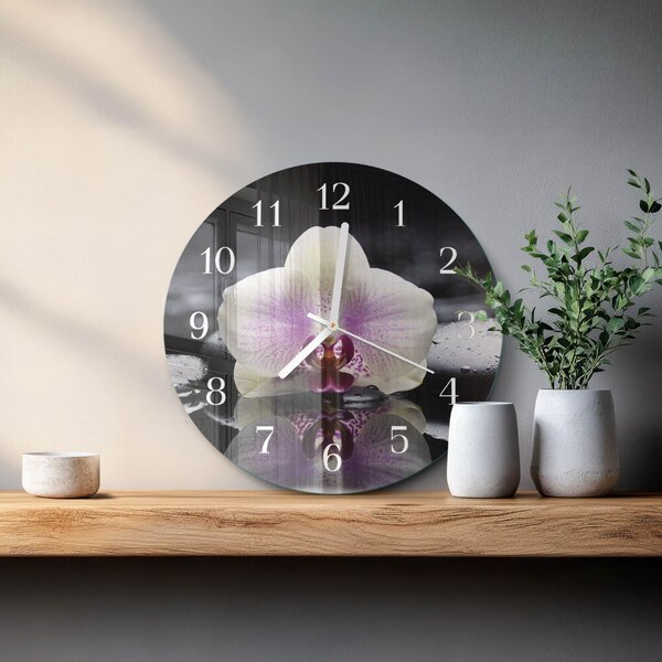 Skleněné hodiny na stěnu Orchidej zsob-fi30-00087360