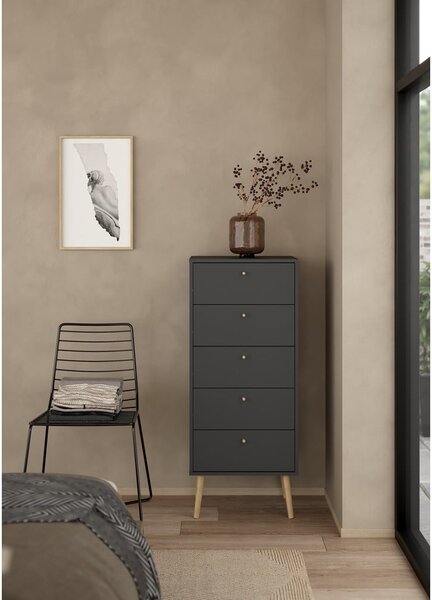 Antracitová vysoká komoda 50x120 cm Bodo – Tvilum