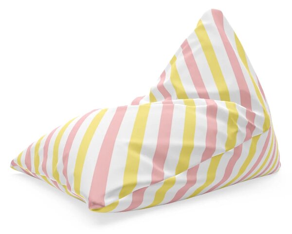Sablio Sedací vak Triangl Růžové a žluté pruhy: 120 x 100 x 100 cm