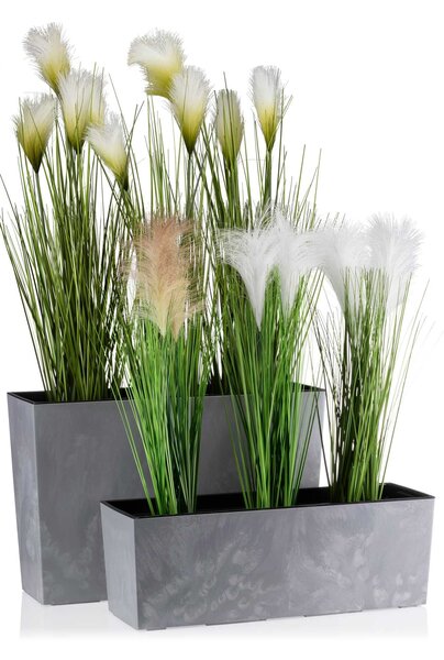 PLASTOVÝ KVĚTINÁČ BOUQUET 19X56 CM IMITACE BETONU ŠEDÁ