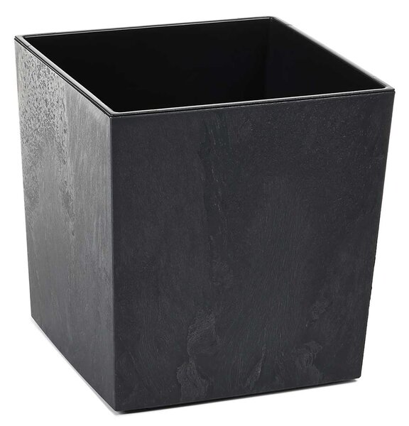 PLASTOVÝ KVĚTINÁČ FLORE 25X25 CM IMITACE BETONU ČERNÁ