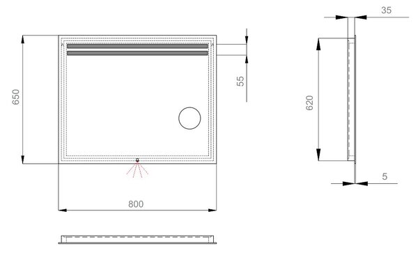 Lavedo Lava Della 80x65 koupelnové zrcadlo s LED podsvícením