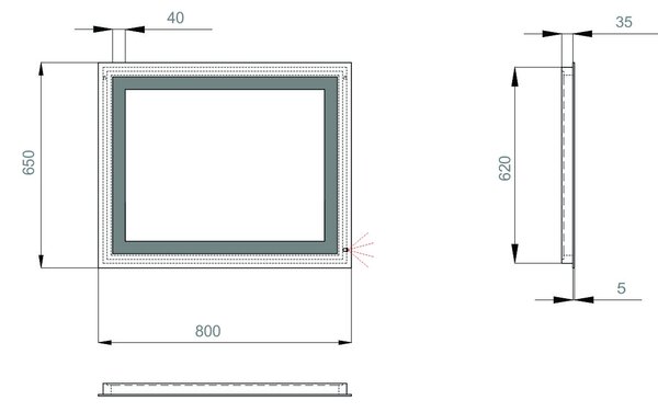 Lavedo Lava Kvadra 80x65 koupelnové zrcadlo s LED podsvícením