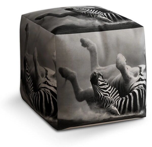 Sablio Taburet Cube Válející se zebra - 40x40x40 cm
