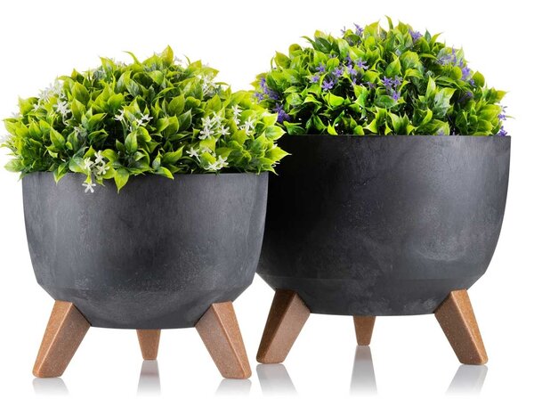 PLASTOVÝ KVĚTINÁČ ROSA ECO 15X24 CM IMITACE BETONU ČERNÁ