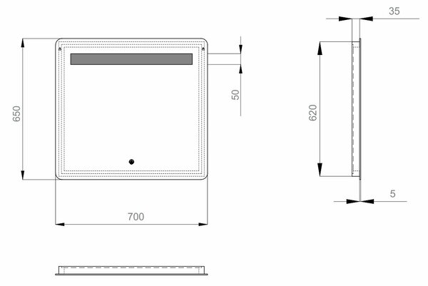 Lavedo Lava Rada 70x65 koupelnové zrcadlo s LED podsvícením