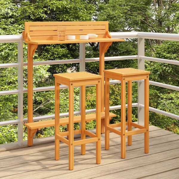 3dílný barový set na balkon masivní akáciové dřevo