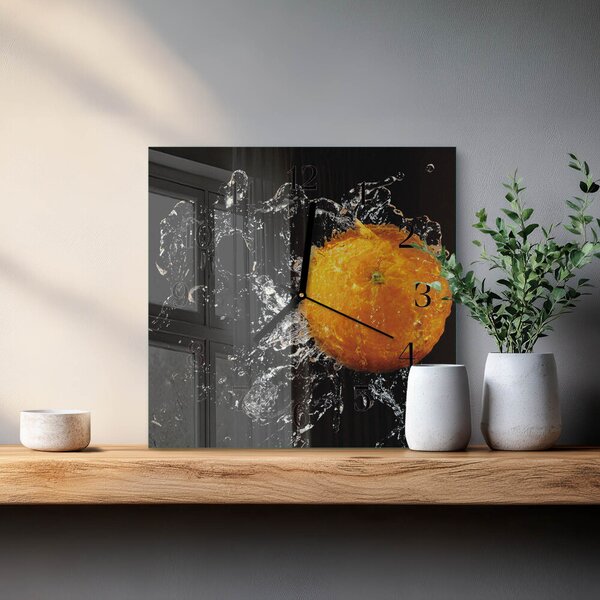 Skleněné hodiny na stěnu Pomerančový zskc-30x30-00179287