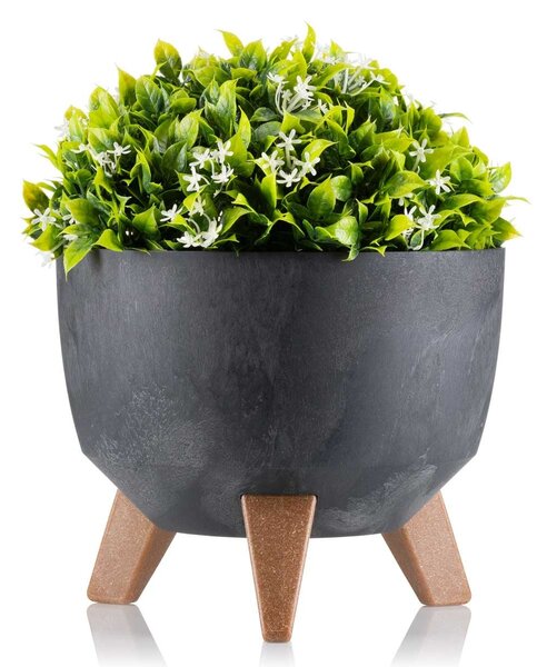 PLASTOVÝ KVĚTINÁČ ROSA ECO 15X24 CM IMITACE BETONU ČERNÁ