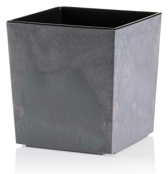 PLASTOVÝ KVĚTINÁČ FLORE 19X19 CM IMITACE BETONU ŠEDÁ