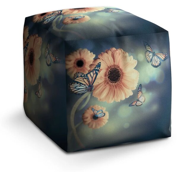Sablio Taburet Cube Květinová abstrakce - 40x40x40 cm