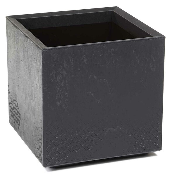 PLASTOVÝ KVĚTINÁČ NA KOLEČKÁCH BETONIQUE 40X40 CM IMITACE BETONU ČERNÁ
