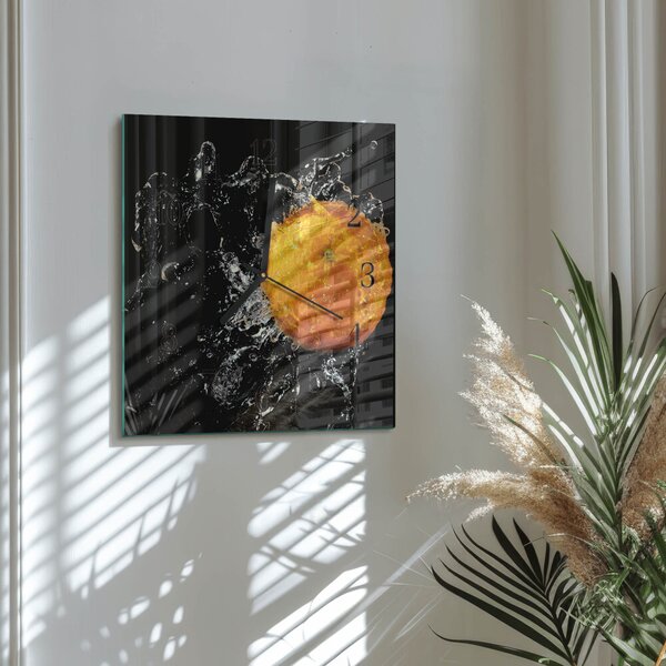 Skleněné hodiny na stěnu Pomerančový zskc-30x30-00179287