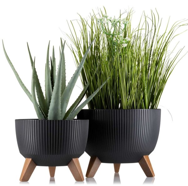 PLASTOVÝ KVĚTINÁČ ROSA LINEA ECO 18X29 CM ČERNÁ