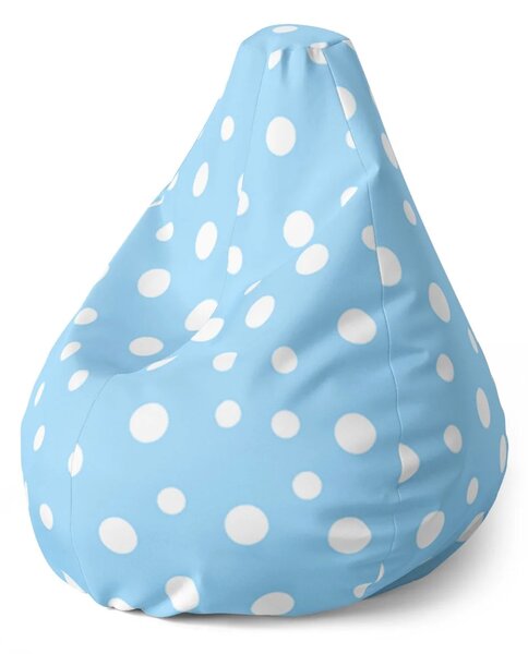 Sablio Sedací vak Pear Bílé puntíky na modré - 70 x 95 x 15 cm