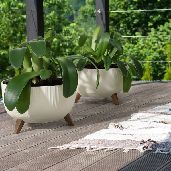 PLASTOVÝ KVĚTINÁČ ROSA LINEA ECO 18X29 CM KRÉMOVÁ