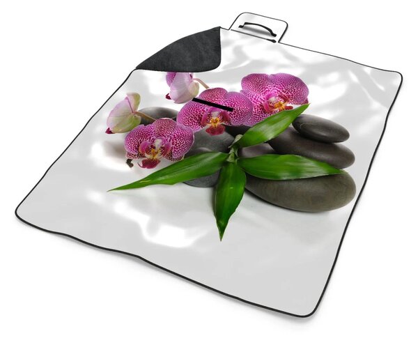 Sablio Plážová deka Orchideje a kameny: 200x140 cm