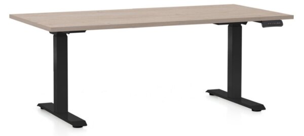 Výškově nastavitelný stůl OfficeTech C, 160 x 80 cm, černá podnož, dub