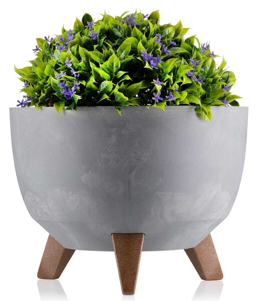 PLASTOVÝ KVĚTINÁČ ROSA LINEA SADA 2KS 15X24,3 CM+18,3X29,2 CM IMITACE BETONU ŠEDÁ