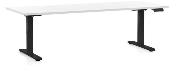Výškově nastavitelný stůl OfficeTech C, 200 x 80 cm, černá podnož, bílá