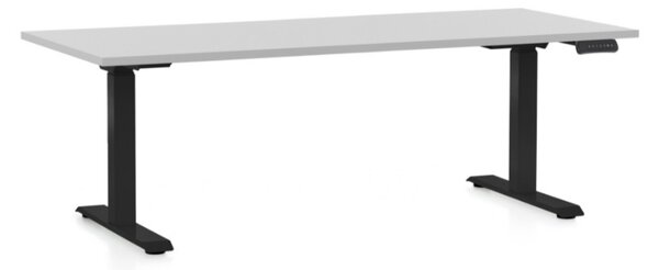 Výškově nastavitelný stůl OfficeTech C, 180 x 80 cm, černá podnož, světle šedá