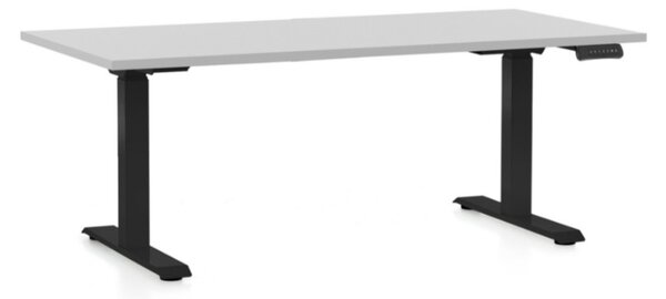 Výškově nastavitelný stůl OfficeTech C, 160 x 80 cm, černá podnož, světle šedá