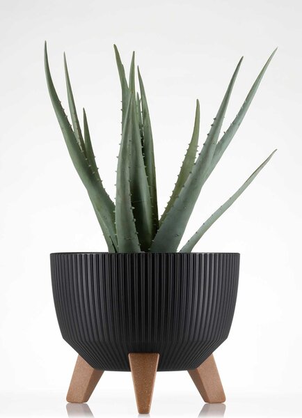 PLASTOVÝ KVĚTINÁČ ROSA LINEA ECO SADA 2KS 15X24,3 CM+18,3X29,2 CM ČERNÁ