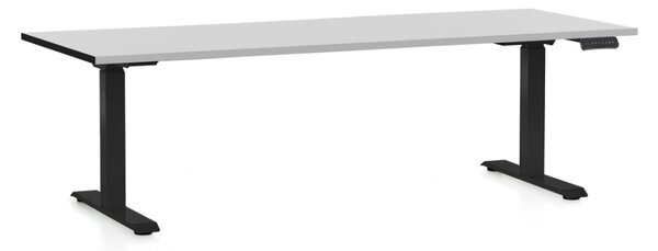 Výškově nastavitelný stůl OfficeTech C, 200 x 80 cm, černá podnož, světle šedá