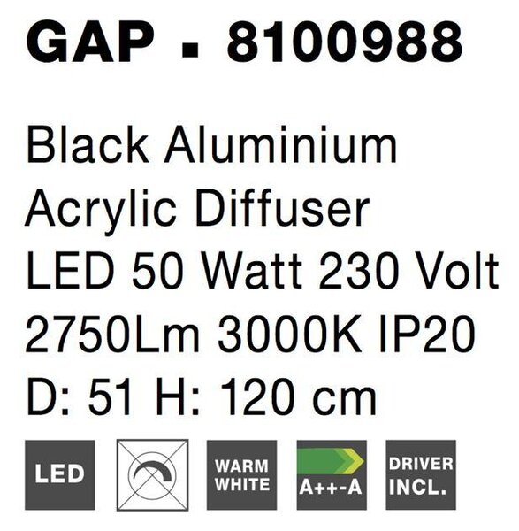 Nova Luce Závěsné LED svítidlo GAP, 50W 3000K Barva: Bílá