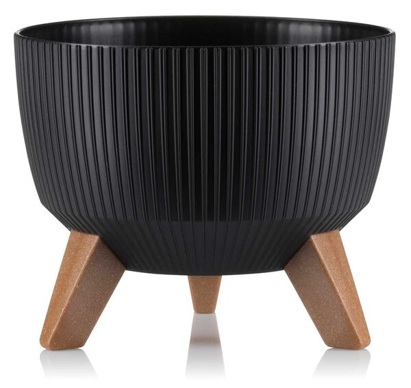 PLASTOVÝ KVĚTINÁČ ROSA LINEA ECO SADA 2KS 15X24,3 CM+18,3X29,2 CM ČERNÁ