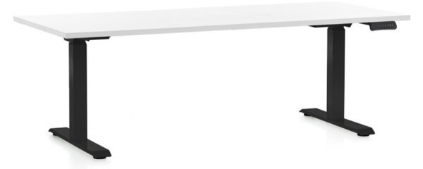 Výškově nastavitelný stůl OfficeTech C, 180 x 80 cm, černá podnož, bílá