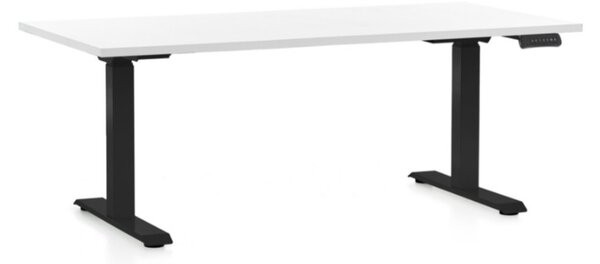 Výškově nastavitelný stůl OfficeTech C, 160 x 80 cm, černá podnož, bílá