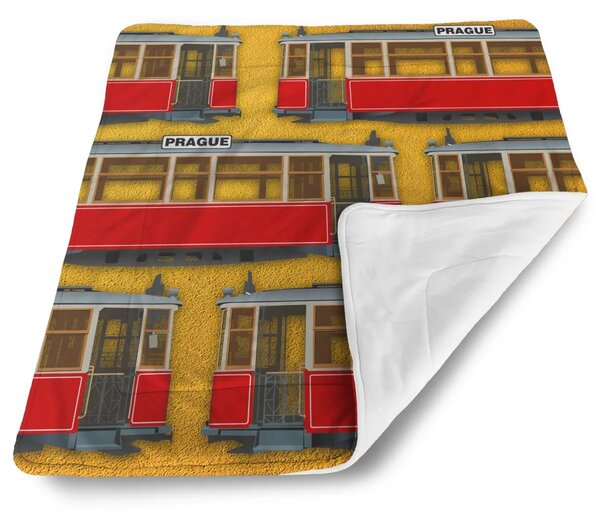 Sablio Deka pro miminko Pražské historické tramvaje Žlutý Pattern - 80x100 cm