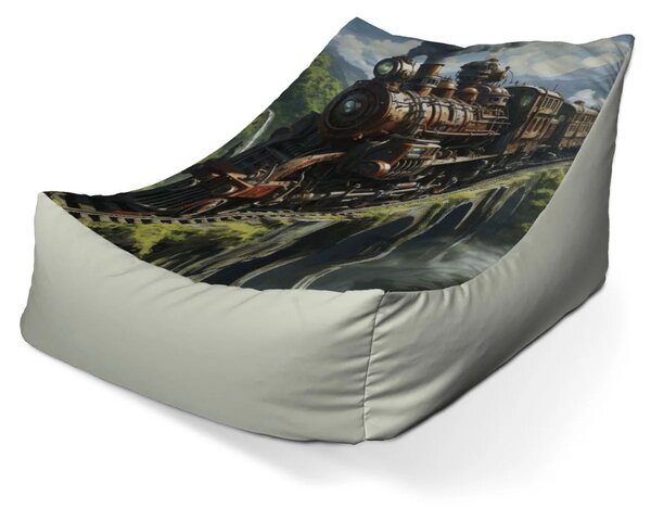 Sablio Sedací vak Lounge Parní lokomotiva na viaduktu - 80 x 95 x 50 cm