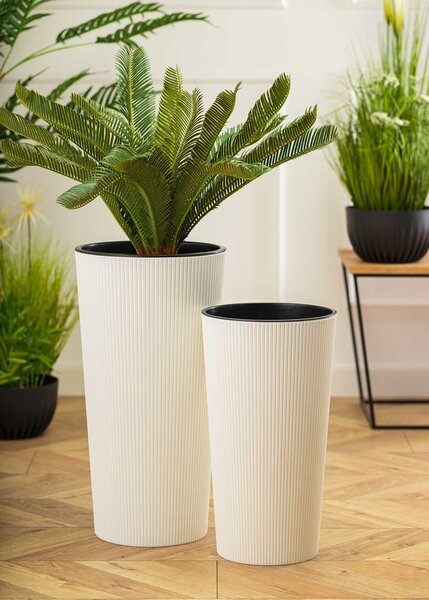 PLASTOVÝ KVĚTINÁČ URBANIKA ECO SADA 2KS 57X30 CM+46,6X25,5 CM BÍLÁ