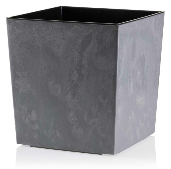 PLASTOVÝ KVĚTINÁČ FLORE 25X25 CM IMITACE BETONU ŠEDÁ