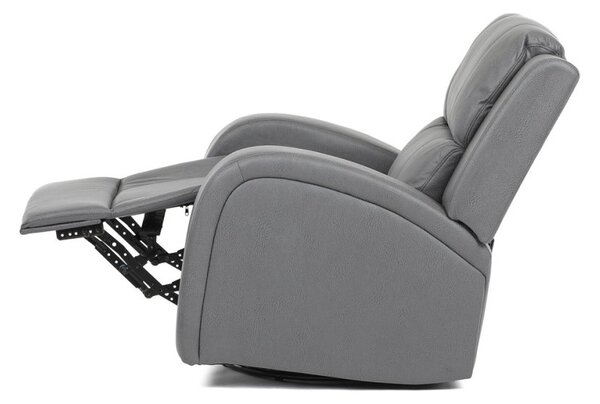 Relaxační polohovací křeslo KERON — otáčení, pohupování, látka, šedá