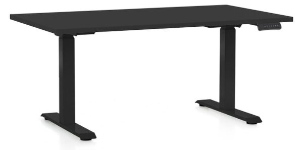 Výškově nastavitelný stůl OfficeTech C, 120 x 80 cm, černá podnož, černá