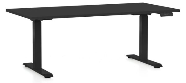 Výškově nastavitelný stůl OfficeTech C, 160 x 80 cm, černá podnož, černá