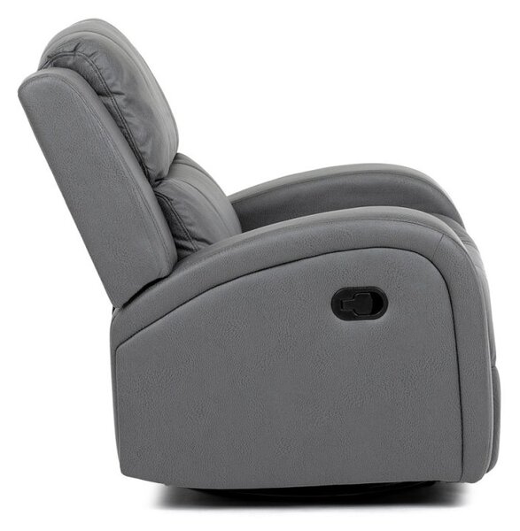 Relaxační polohovací křeslo KERON — otáčení, pohupování, látka, šedá