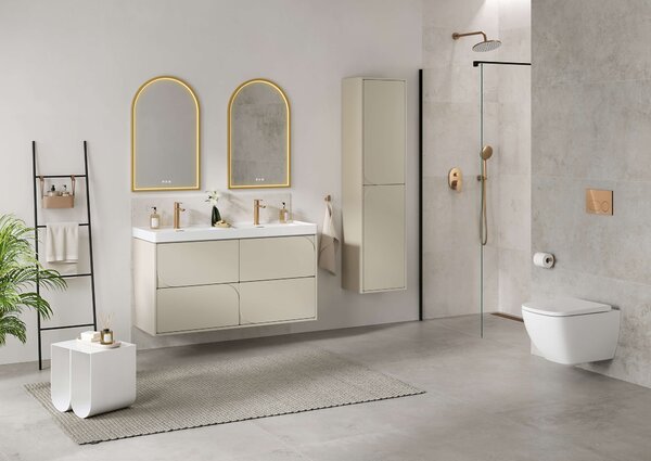 Cersanit Crea II zrcadlo 50x80 cm oválný s osvětlením s vyhřívací podložkou zlatá S1058–038