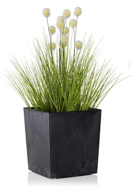 PLASTOVÝ KVĚTINÁČ FLORE 19X19 CM IMITACE BETONU ČERNÁ